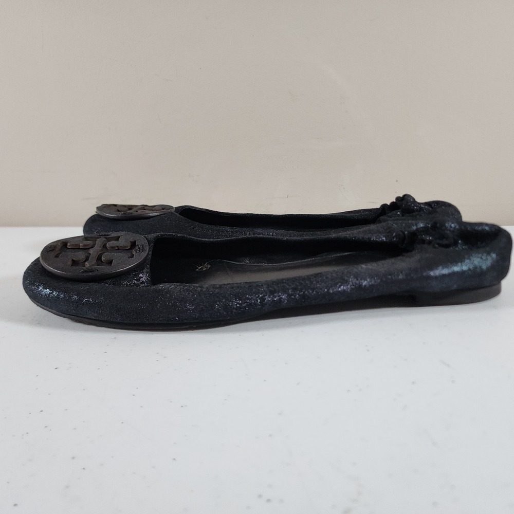 Tory Burch Minnie Travel Ballet with Logo Size 9 M Black Leather Used - Picture 10 of 16